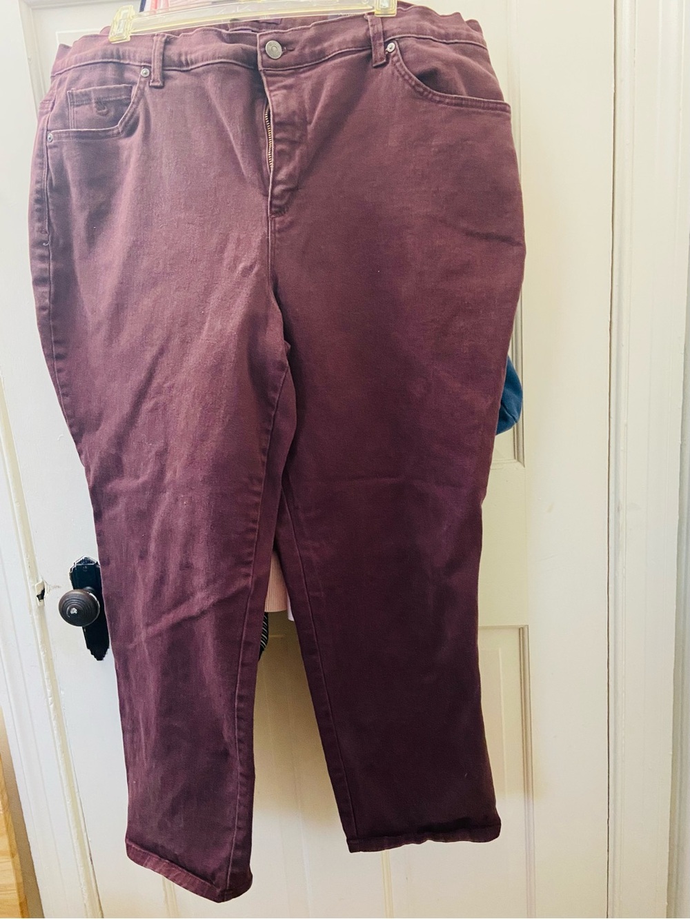 Gloria Vanderbilt Burgundy Cropped Straight-Leg Jeans 20W short